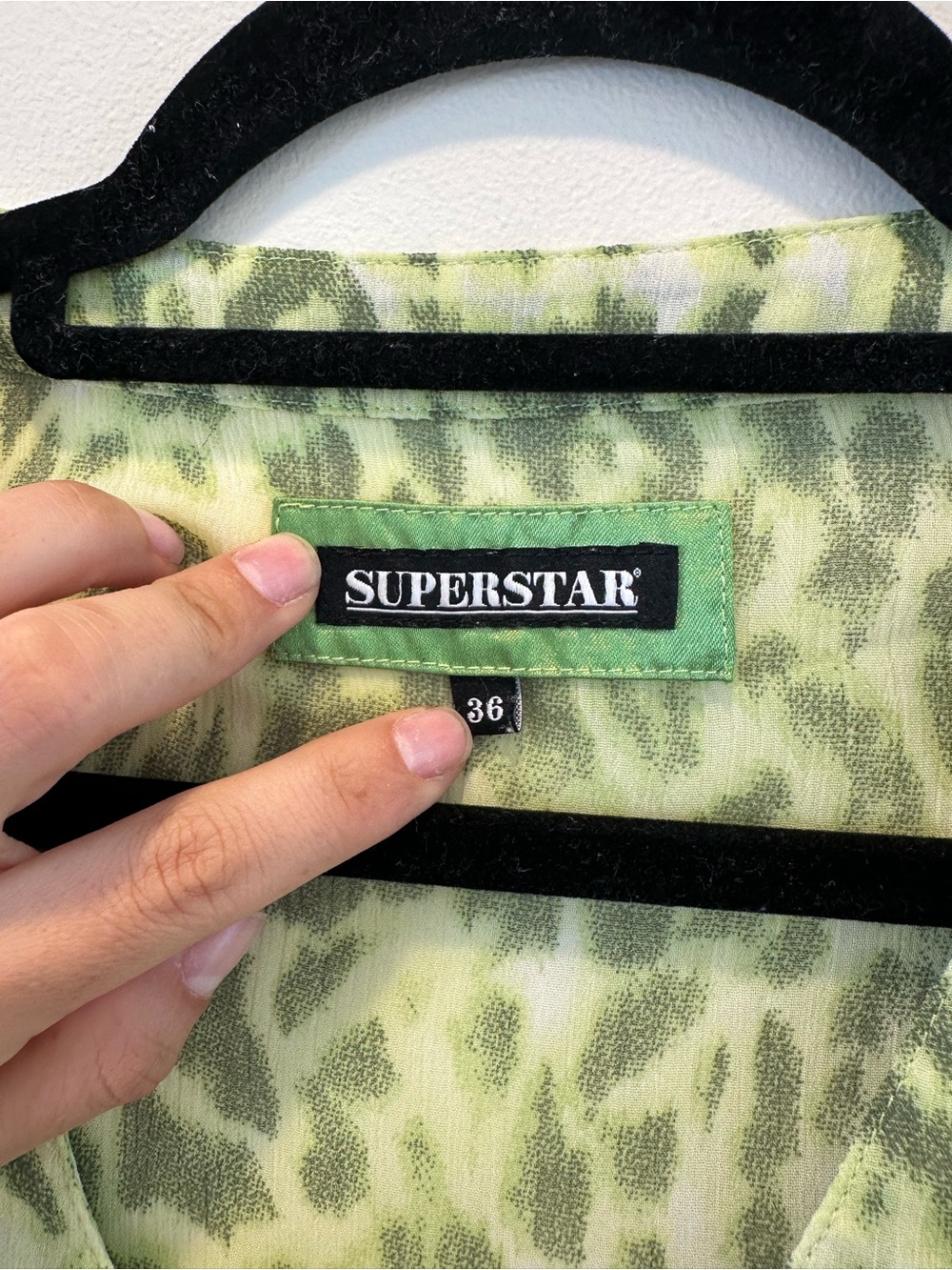 Green Leopard-Print Ruffle Button Blouse - Picture 7 of 9